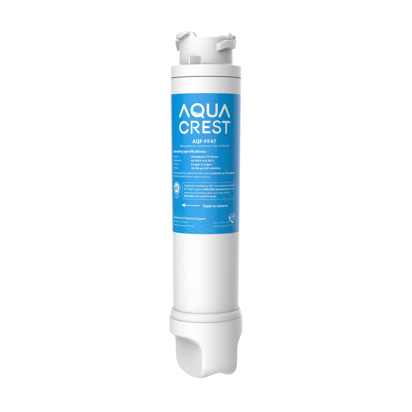 AQUACREST Refrigerator Water Filter Replacement for Frigidaire EPTWFU01® Pure Source Ultra II, FPBC2277RF, FPBG2277RF, FGHB2868TP, FFHD2250TD, FGSC2335TF, FGSC2335TD, LGHD2369TF (Package May Vary)