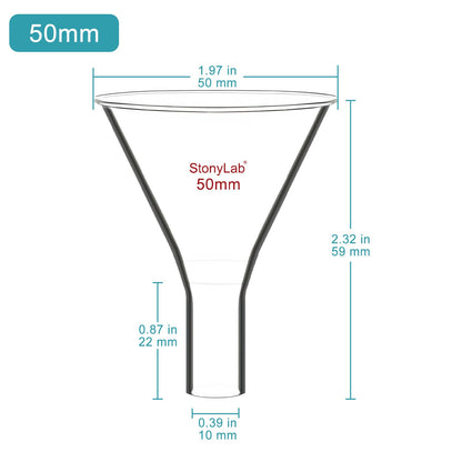 stonylab Glass Powder Funnel, Heavy Wall Borosilicate Glass Short Stem Funnel with 50 mm Top Diameter and 22 mm Stem Length