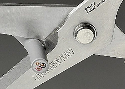 Versatile Scissors with Integral Finger Guard - cuts Kevlar Fibre, Leather Belts, Mains Cable,Copper Braid, coaxial Cable, Rope & More. Made in Japan. Engineer ph-57