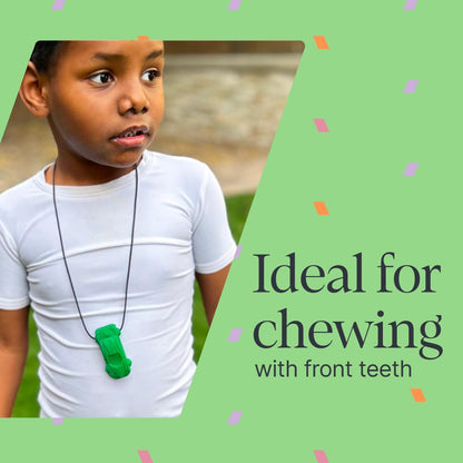 ARK Racecar, Chew Necklaces for Sensory Kids and Adults, Oral Fidget for Autism, ADHD, SPD, Anxiety, Medical-Grade Sensory Chew Necklace, XT, Firm, Bright Blue