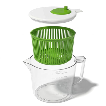 Single Serve Small Salad Spinner - Mini Prep Lettuce Spinner and Dryer with Measuring Cup - Spinning Colander with Fruit and Vegetable Washing Basket Bowl - Great Fruit and Vegetable Washer