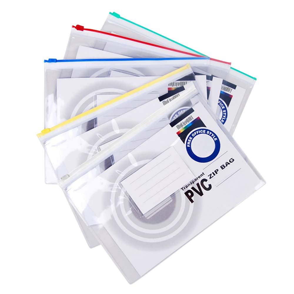 MyLifeUNIT Zipper File Bags, A4 Plastic Folders Waterproof Document Pouch, 20 Counts