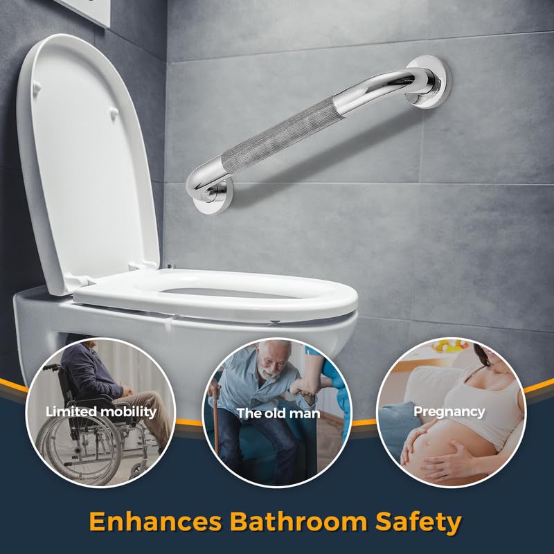 16-Inch Grab Bars for Bathtubs and Showers, Shower Handle for Elderly, Handicap Grab Bars for Bathroom, Shower Grab Bars for Seniors (Polished Nickel 2 Pack)