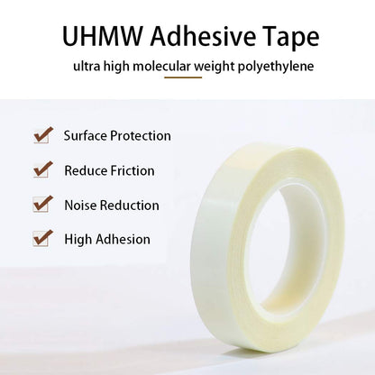 APT 0.012" Thick Low Friction UHMW Tape, Extra Durable Ultra-high Molecular Weight Polyethylene, Surface Protection, Noise Reduction. Ideal for Rails, Drawers and Lining (1" x 5Yds)