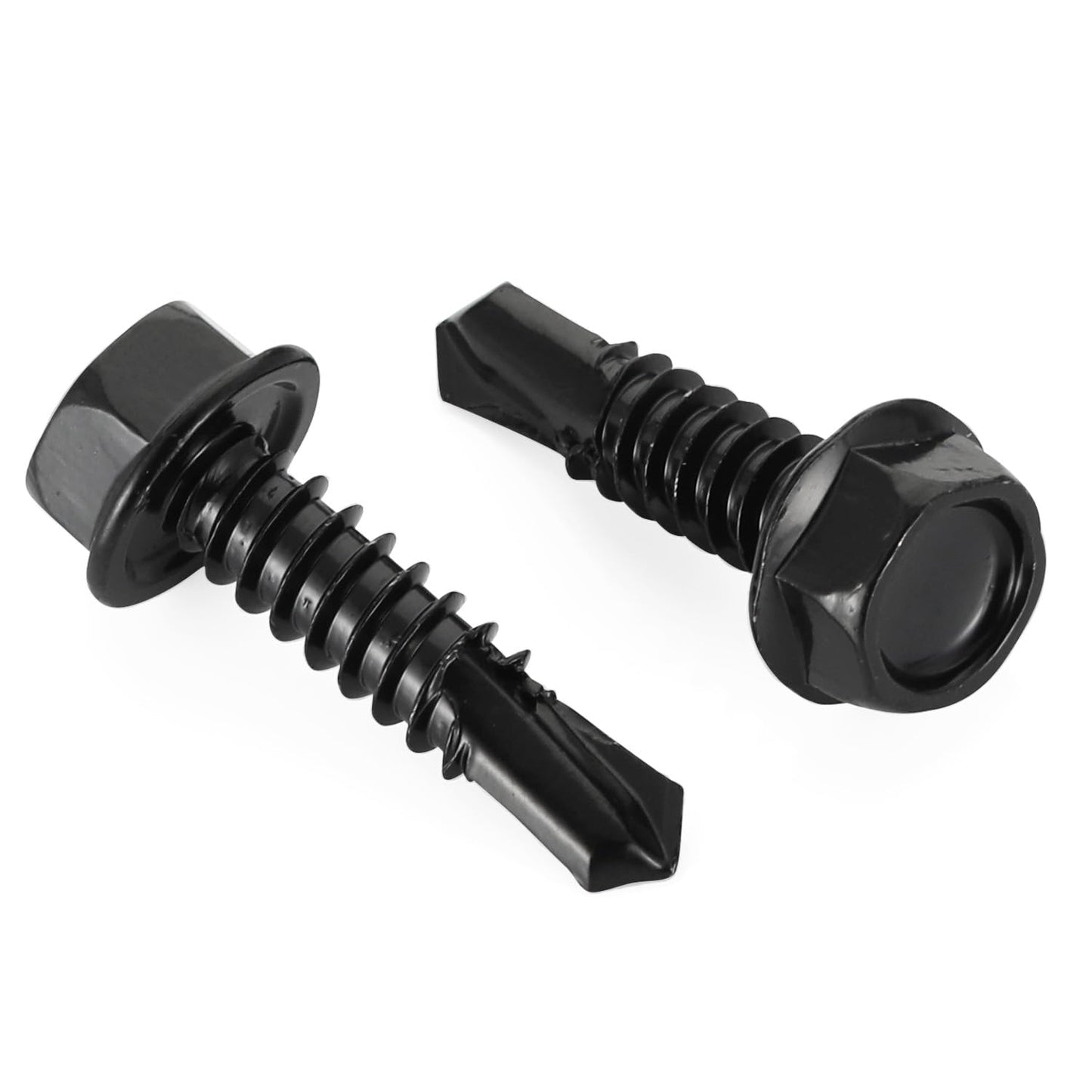 #14 x 1 Hex Washer Head Self Drilling Screws Black Oxidized, 410 Stainless Steel, 50 PCS