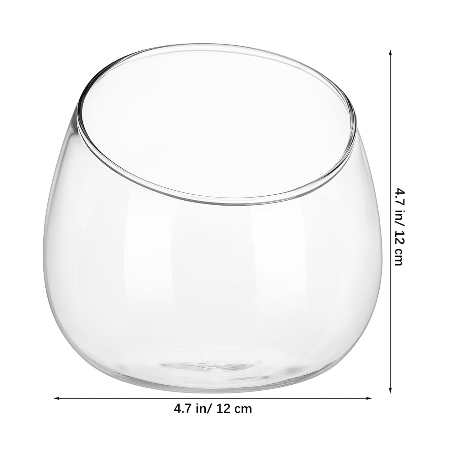 Toddmomy Slanted Mouth Glass Vase Plant Terrarium 1.86 Inch Transparent Planter for Indoor Succulents Moss Small Decorative Bowl Vase for Home Office Garden