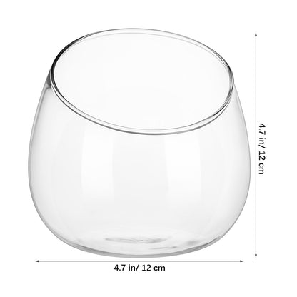 Toddmomy Slanted Mouth Glass Vase Plant Terrarium 1.86 Inch Transparent Planter for Indoor Succulents Moss Small Decorative Bowl Vase for Home Office Garden