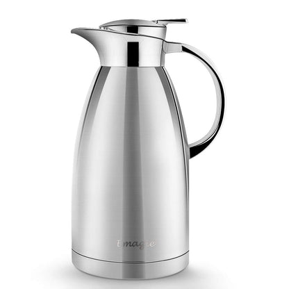 2.3L Vacuum Jug 304 Stainless Steel Double Wall Vacuum Insulated Carafe Coffee Drinks Pot Coffee Plunger-Juice/Milk/Tea Insulation Pot Water Pitcher