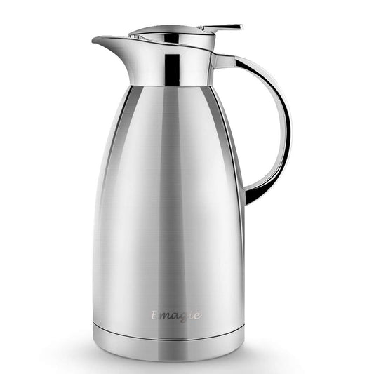 2.3L Vacuum Jug 304 Stainless Steel Double Wall Vacuum Insulated Carafe Coffee Drinks Pot Coffee Plunger-Juice/Milk/Tea Insulation Pot Water Pitcher