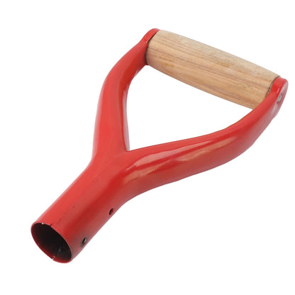D Grip Shovel Handle, 1.22in ID Reusable Spade Replacement With Wooden Grip, Metal for Garden Digging Raking Tool (Red)