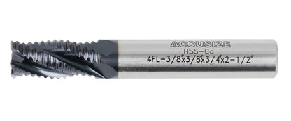 Accusize Industrial Tools 3/8'' Dia by 3/8'' Shk Dia Coarse Tooth M42 8% Cobalt Tialn Roughing End Mill, 3/4'' Flt Length, 2-1/2'' Oal, 1102-0038