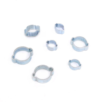 Hilitchi 7 Sizes 140Pcs Zinc Plated Double Ear Hose Clamps O Clips Pipe Hose Tube Fuel Clamps Fasteners Clips Assortment Kit