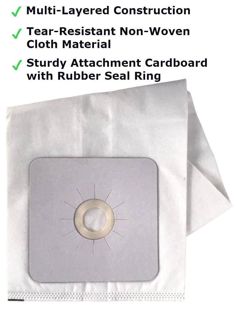 Vacurama Premium Central Vacuum Bags - Compatible for NuTone 391, Beam, Cana-Vac, Electrolux, Kenmore 50601, Allerex, Titan, Broan, Eureka, Hoover, Nilfisk and Other. Multi-Layered HEPA Cloth - 6-Pack