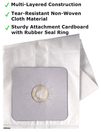Vacurama Premium Central Vacuum Bags - Compatible for NuTone 391, Beam, Cana-Vac, Electrolux, Kenmore 50601, Allerex, Titan, Broan, Eureka, Hoover, Nilfisk and Other. Multi-Layered HEPA Cloth - 6-Pack