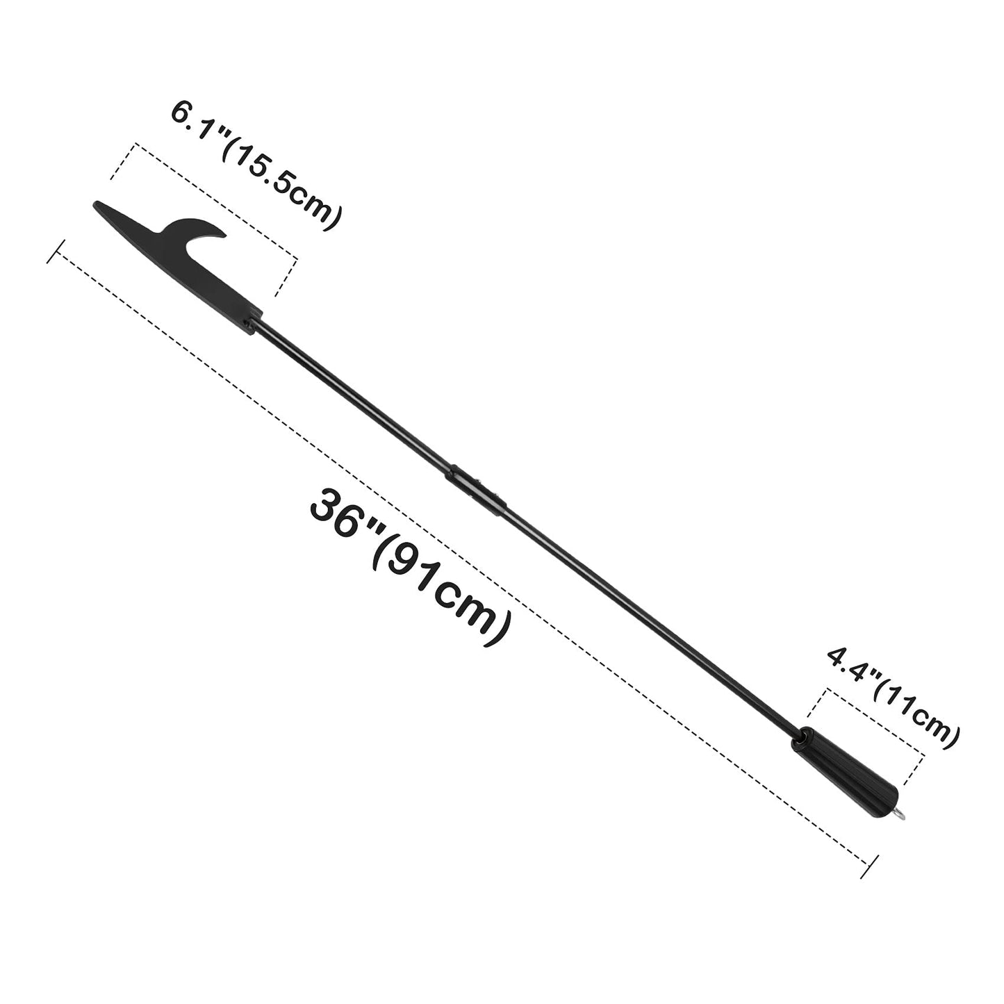 Stanbroil 36-Inch Fire Poker for Fire Pit, Camping, Wood Stove, Outdoor and Indoor Use - Heavy Duty Campfire Tool with Heat Resistant Handle - Black Steel