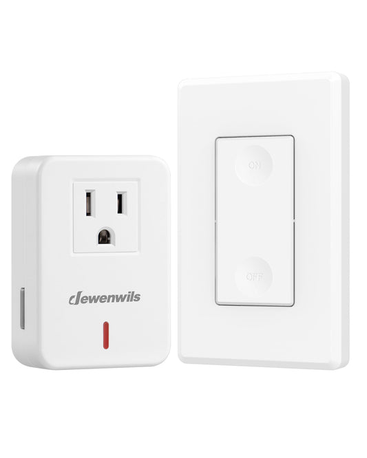 DEWENWILS Remote Control Outlet Wireless Wall Mounted Light Switch, Electrical Plug in on Off Power Switch for Lamp, No Wiring, Expandable, 100 Feet RF Range, ETL Listed