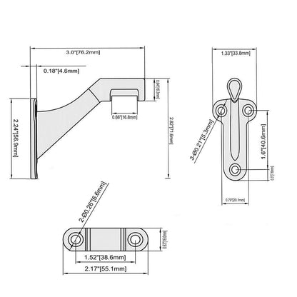 HOME MASTER HARDWARE Handrail Stair Brackets 3" Heavy Duty Support Hardware for Stairways, Home or Office Staircase Hand Rail Bracket with Screws, Oil Rubbed Bronze Finish 3 Pack