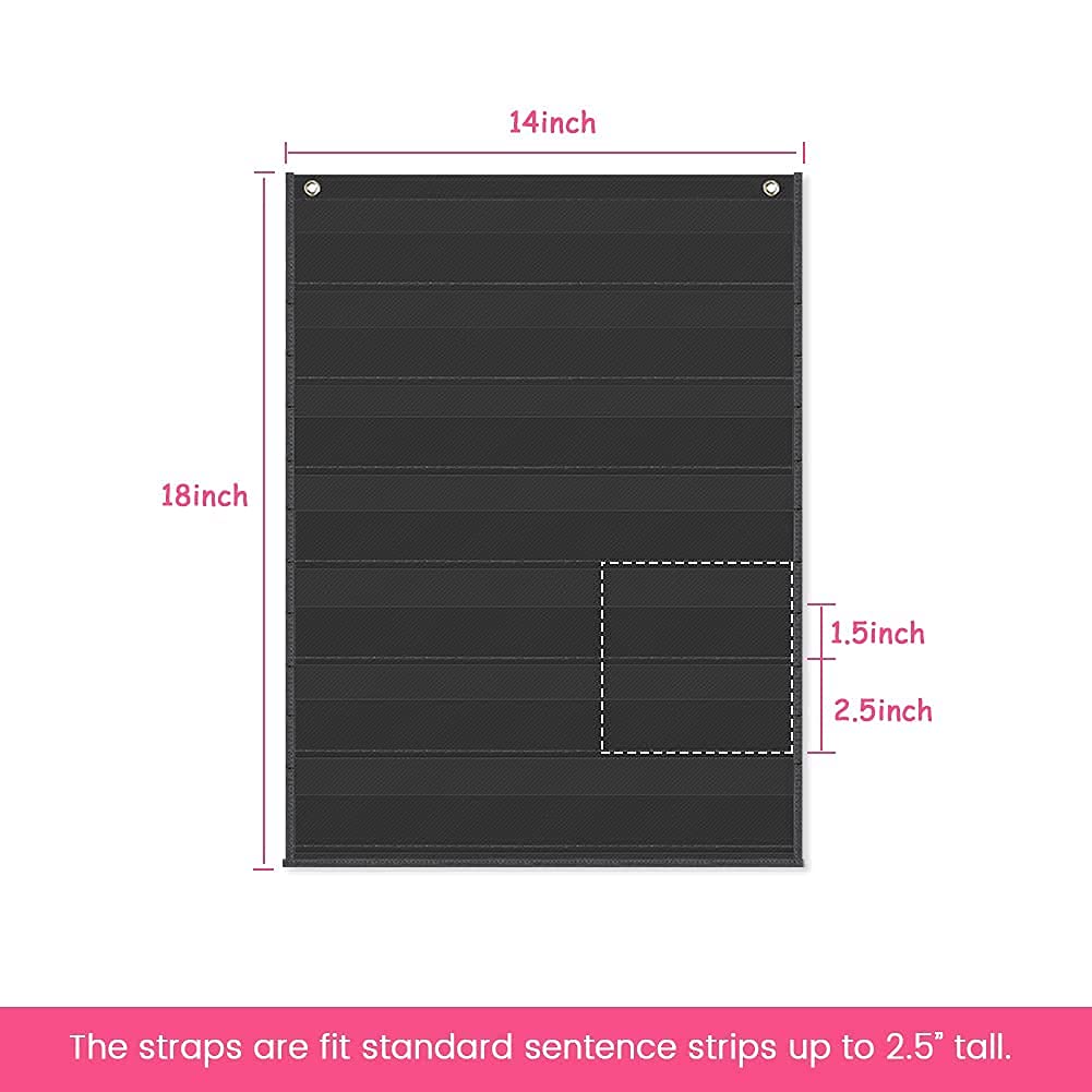Auchq Magnetic Pocket Chart,Standard Pocket Chart with 7+1 Pockets,14 Double-Sided Dry-Eraser Cards for Daily Schedule,Class Demonstrations,Classroom Office Home Activities (Black)