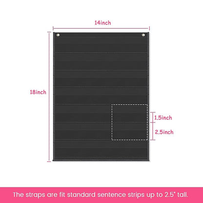 Auchq Magnetic Pocket Chart,Standard Pocket Chart with 7+1 Pockets,14 Double-Sided Dry-Eraser Cards for Daily Schedule,Class Demonstrations,Classroom Office Home Activities (Black)