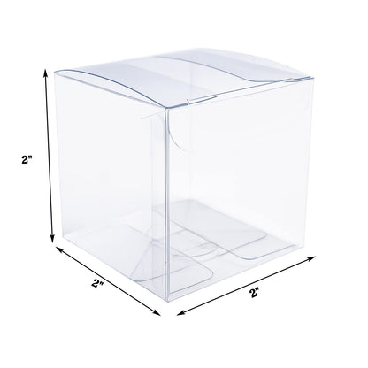 100Pcs Clear Favor Boxes, 2 x 2 x 2 Inch PET Transparent Cube Gift Boxes, Small Plastic Treat Box for Wedding Birthday Christmas New Year Party, Party Favours