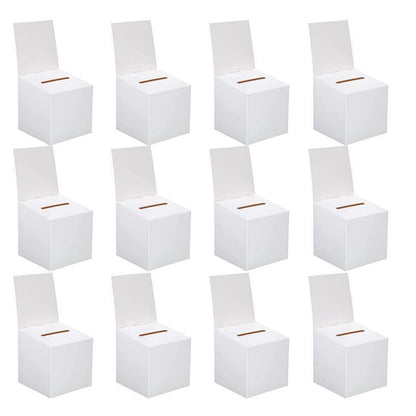 Xugoox 12Pcs Ballot Box Donation Box for Fundraising, Slot Tickets Boxes White Glossy Cardboard Box with Removable Header for Collecting Business Card Voting Contest 12 x 6 x 6 Inch