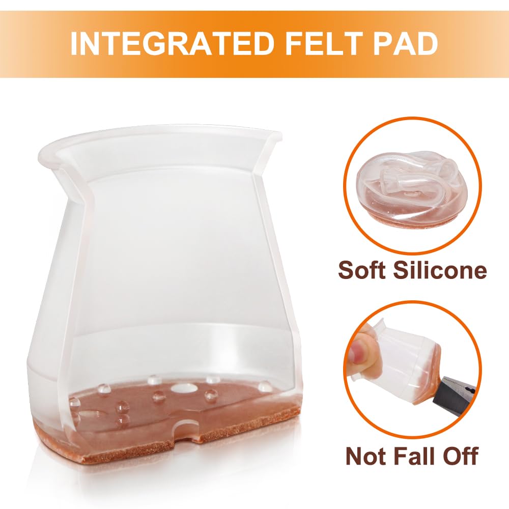 32 Pcs Chair Leg Floor Protectors for Hardwood Floors Silicone Covers to Protect Wood Tile Floors Felt Pads Furniture Leg Caps Anti-Scratch Reduce Noise (Fit:1.3"-2")