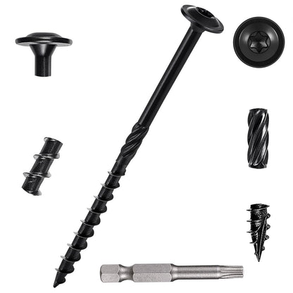 YCSJ 50 PCS(1.44lb), #14 x 4 Lag Screws, Structural Wood Screw 4 inch, Heavy Duty Construction Screw, Rust Resistant, Washer Head, Exterior Wood/Lag/Timber Screws, T30 Star Bit Included