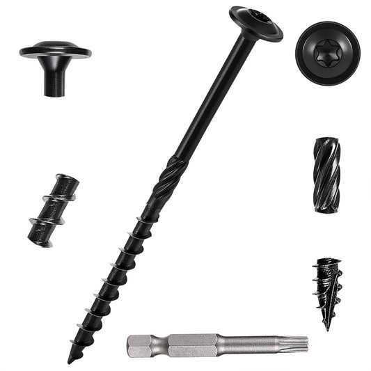 YCSJ 50 PCS(1.44lb), #14 x 4 Lag Screws, Structural Wood Screw 4 inch, Heavy Duty Construction Screw, Rust Resistant, Washer Head, Exterior Wood/Lag/Timber Screws, T30 Star Bit Included