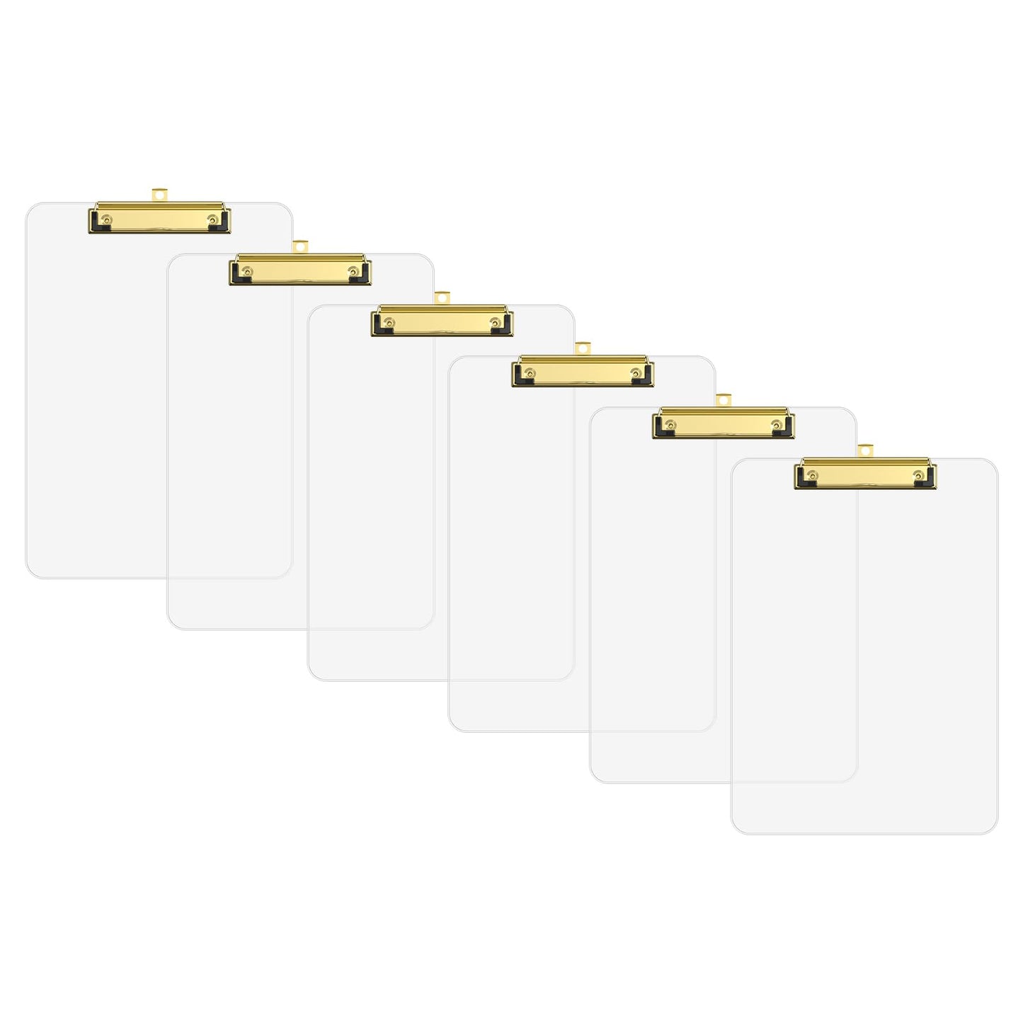 Zoenley Clear Plastic Clipboard Set of 6, 12.5 x 9 Letter Size for Classroom, Students, Teacher, Nurse, A4 Transparent 8.5 x 11 Clip Board with Low Profile Gold Clip, Office & School Supplies