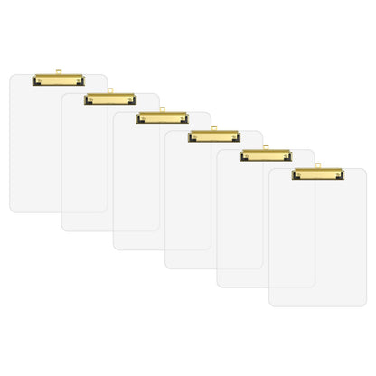 Zoenley Clear Plastic Clipboard Set of 6, 12.5 x 9 Letter Size for Classroom, Students, Teacher, Nurse, A4 Transparent 8.5 x 11 Clip Board with Low Profile Gold Clip, Office & School Supplies