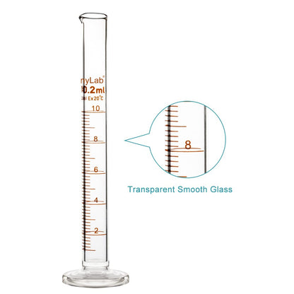 StonyLab 4-Pack Borosilicate Glass 10ml Heavy Wall Graduated Cylinder Measuring Cylinder, 10ml