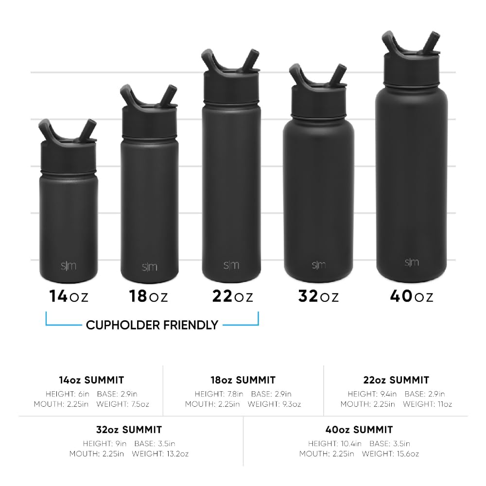 Simple Modern Water Bottle with Straw | Insulated Stainless Steel for Sports Gym | Summit Collection | 22oz | Almond Birch