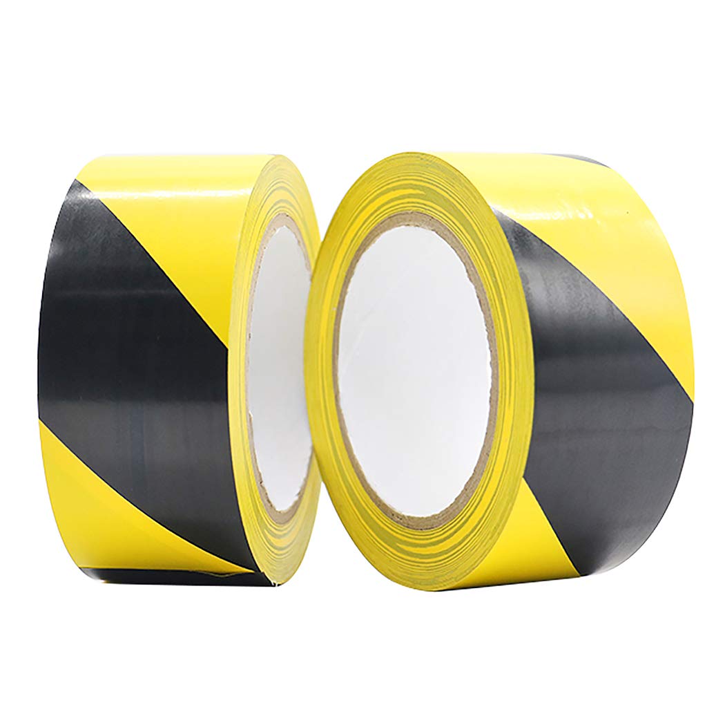 Black & Yellow Floor Hazard Marking Tape, 2" x 36 yds x 5.9mil 2 Pack, Stair Safety Warning Tape for Caution, BOMEI PACK