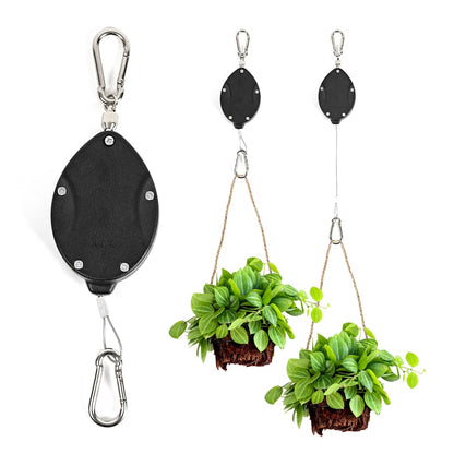 Bamworld 3 Pack Upgraded Retractable Plant Hanger for Indoor Plants, Heavy Duty Auto-Lock Pulley System to Easily Raise and Lower Hanging Planters, Bird Feeders & Garden Baskets