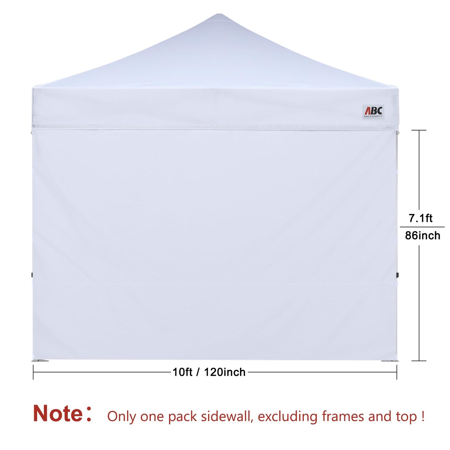 ABCCANOPY Instant Canopy SunWall for 10x10 Feet, 10x20 Feet Straight Leg pop up Canopy, 1 Pack Sidewall Only,White