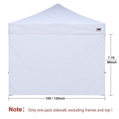 ABCCANOPY Instant Canopy SunWall for 10x10 Feet, 10x20 Feet Straight Leg pop up Canopy, 1 Pack Sidewall Only,White