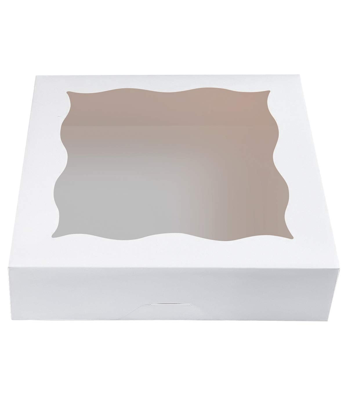 12"x12"x3" White Bakery Boxes with PVC Window for Pie and Cookies Boxes Large Natural White Paper Box,Pack of 12