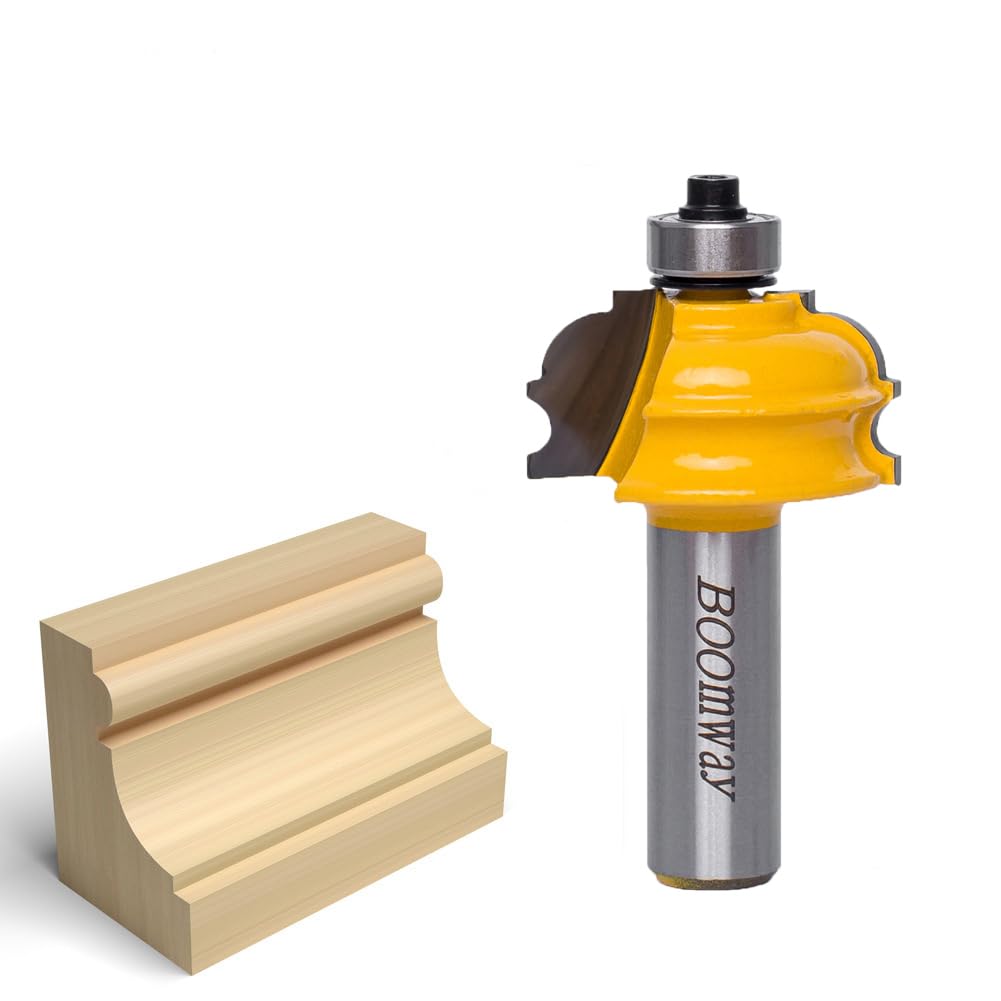 Boomway Architectural Molding Router Bits 1/2-inch Shank Milling Cutter for Cabinet Panel Edge Forming Made of 45# Carbon Steel Tungsten Carbide Alloy Blade for Woodwork Tools