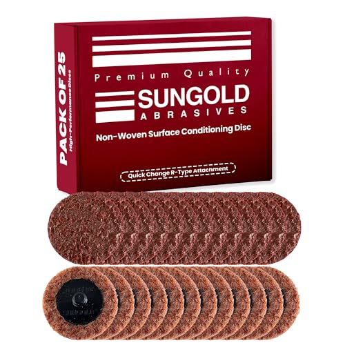 Sungold Abrasives 74903 Medium Non Woven Surface Conditioning R-Type Quick Change Disc, 2-Inch, Maroon (25/Box)