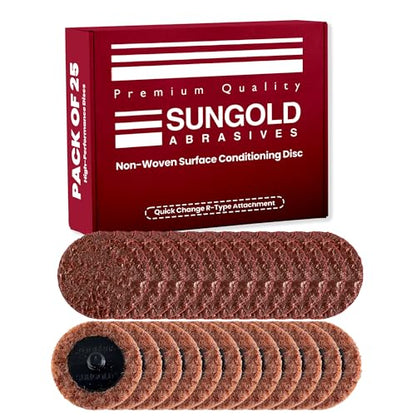 Sungold Abrasives 74903 Medium Non Woven Surface Conditioning R-Type Quick Change Disc, 2-Inch, Maroon (25/Box)
