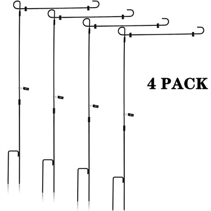 DEAYOU 4-Pack Garden Flag Stand, Yard Flag Holder for Outside, Weather-Proof Metal Lawn Flag Pole with Stoppers and Anti-Wind Clips for Banner, Outdoor, Home Decor, 35.5" H x 16.5" W