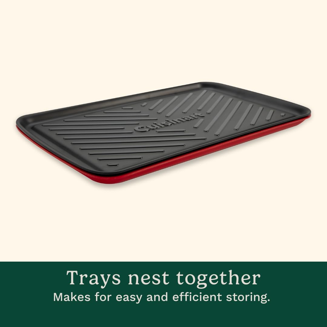 Cuisinart Grilling Prep and Serve Trays, 17"x 10.5", Dishwasher Safe, Fits 6 Burgers, Red and Black (CPK-200C)