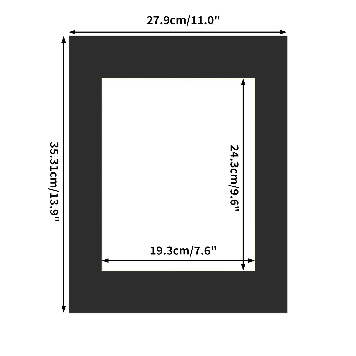 ZBEIVAN 11x14 Black Picture Mats with white Core Bevel Cut Frame Mattes for 8x10 Pictures - Pack of 12