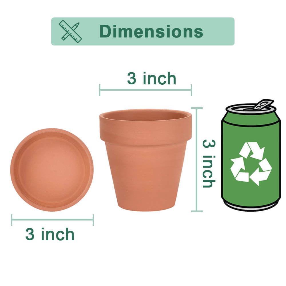 Terracotta Pots with Saucer - 12 Pack 3 Inch Clay Pot Ceramic Pottery Planter Cactus Flower Pots Succulent Pot Drainage Hole, Great for Plants, Crafts, Wedding Favor