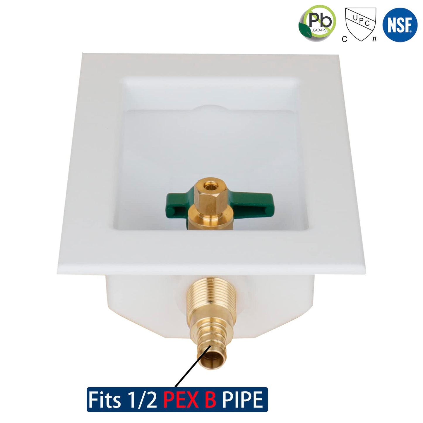WHK Ice Maker Outlet Box Valve with PEX 1/2" Inlet,Ice Maker Wall Box with 1/4 Turn Shut Off Valve to Connect PEX B Tubing(F1807)…