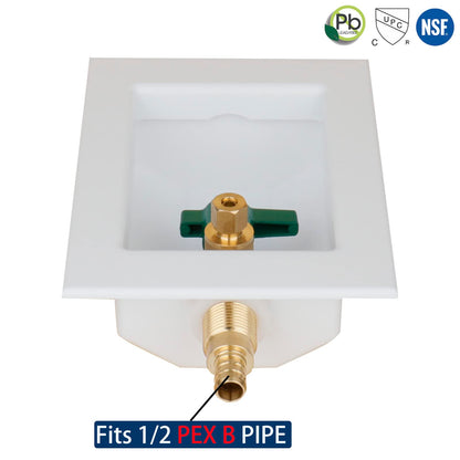 WHK Ice Maker Outlet Box Valve with PEX 1/2" Inlet,Ice Maker Wall Box with 1/4 Turn Shut Off Valve to Connect PEX B Tubing(F1807)…