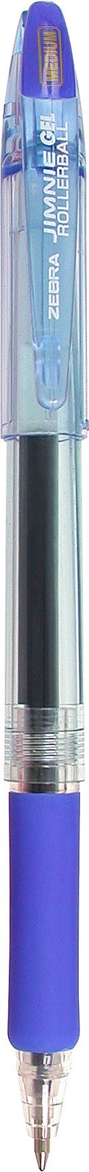 Zebra Pen, JIMNIE Gel Rollerball Pen, Retractable, 0.7mm Medium Point, Blue Ink, Soft Grip, Rapid Dry Gel Ink, Refillable, No Smears or Smudges, 12-Pack (44120)