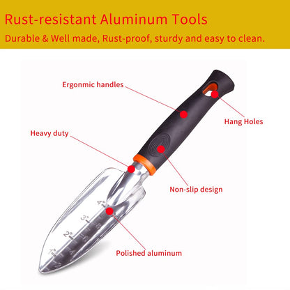 Yongkist 3 Piece Garden Tool Set, Cast-Aluminum Heavy Duty Gardening Kit Includes Hand Trowel, Transplant Trowel and Cultivator Hand Rake with Soft Rubberized Non-Slip Ergonomic Handle, Ideal Gifts