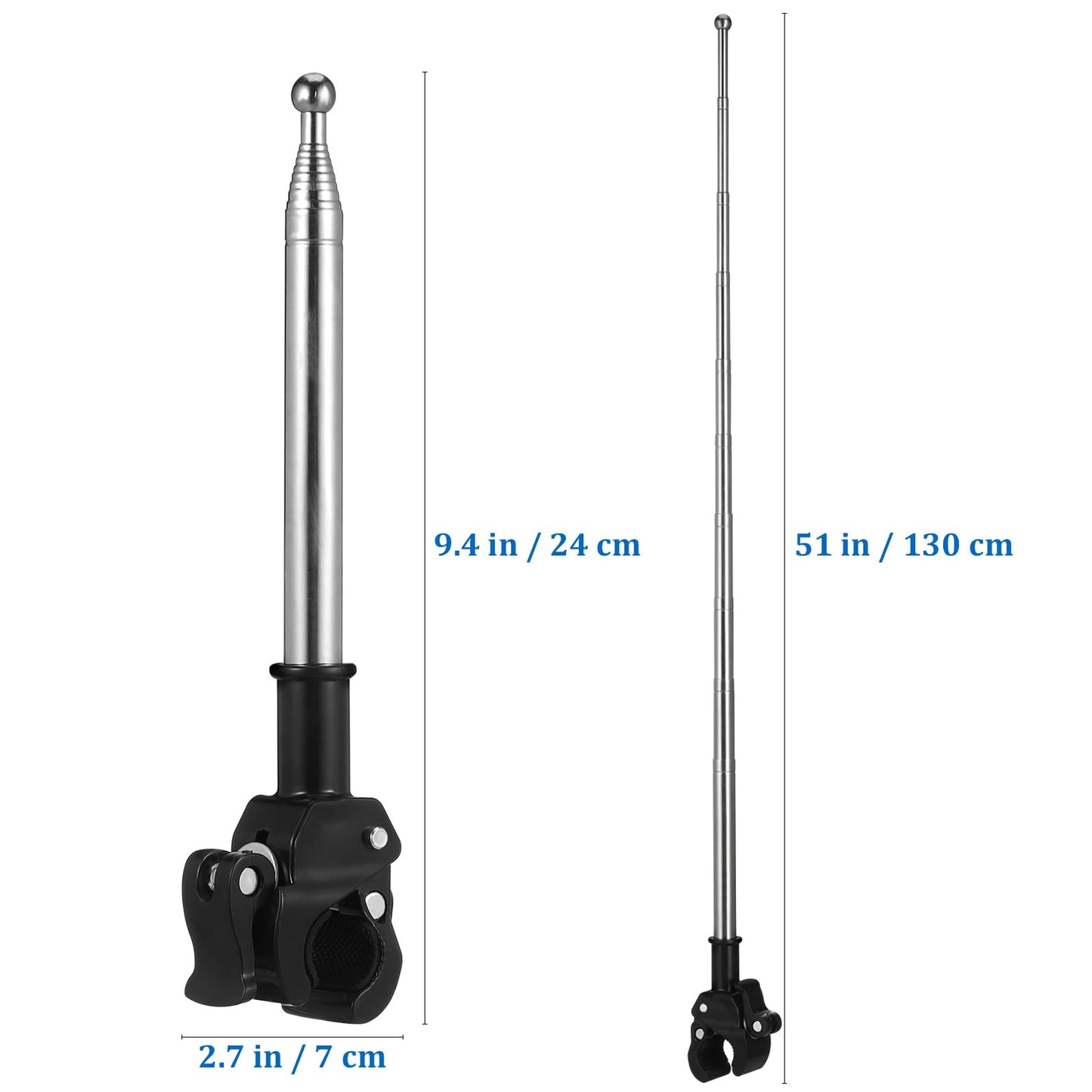 2 Pcs Bicycle Flagpole Mounting Stand Telescoping Racing Flag Outdoor Flag Bike Display Flagpole Holder
