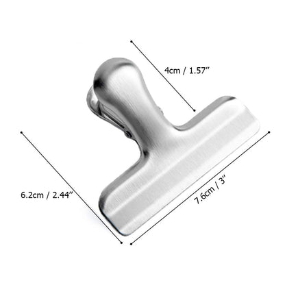10 pcs Stainless Steel Chip Bag Clips, CNYMANY 3 Sizes 4.7" 3" 1.6" Heavy Duty Air Tight Seal Grip Coffee Food Bag Clamps for Office Kitchen Home Use
